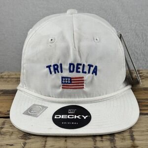 Tri Delta Hat Cap Strap Back White Rope Decky Thermotrol UPF 50+ Baseball Mens